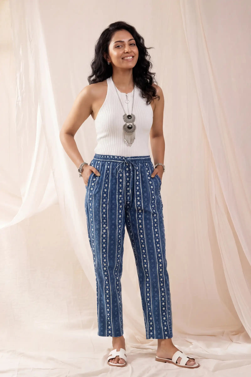 Fariha Indigo Straight Pants