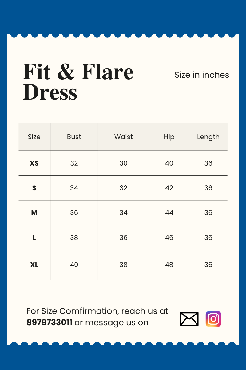 Polka Blue Screen Print Fit & Flare Dress