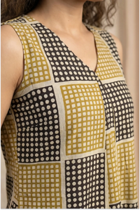 Dabu Hand Block-Printed Sleevless Midi Dress