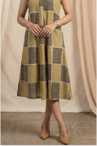 Dabu Hand Block-Printed Sleevless Midi Dress