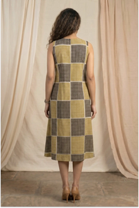 Dabu Hand Block-Printed Sleevless Midi Dress