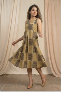 Dabu Hand Block-Printed Sleevless Midi Dress