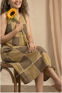 Dabu Hand Block-Printed Sleevless Midi Dress
