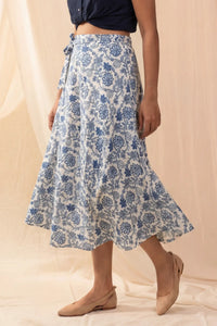 Lyla Dahlia Blue Wrap Skirt