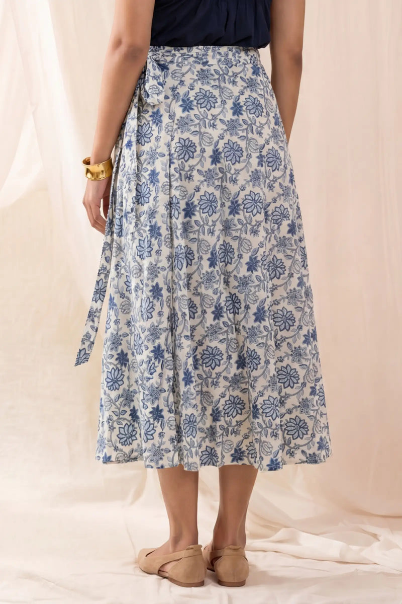 Lyla Dahlia Blue Wrap Skirt