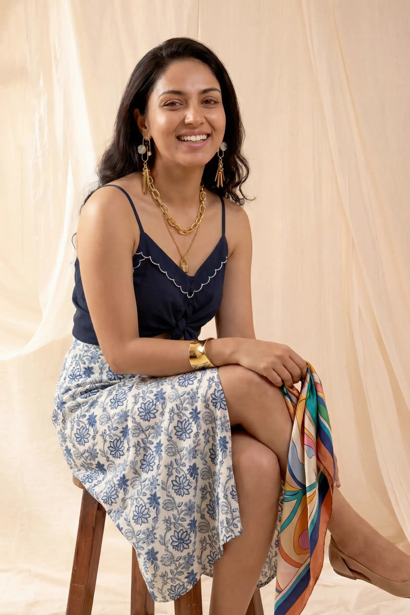 Lyla Dahlia Blue Wrap Skirt