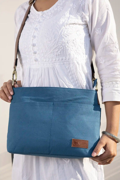 Hand Dyed Blue Raahi Messenger Bag