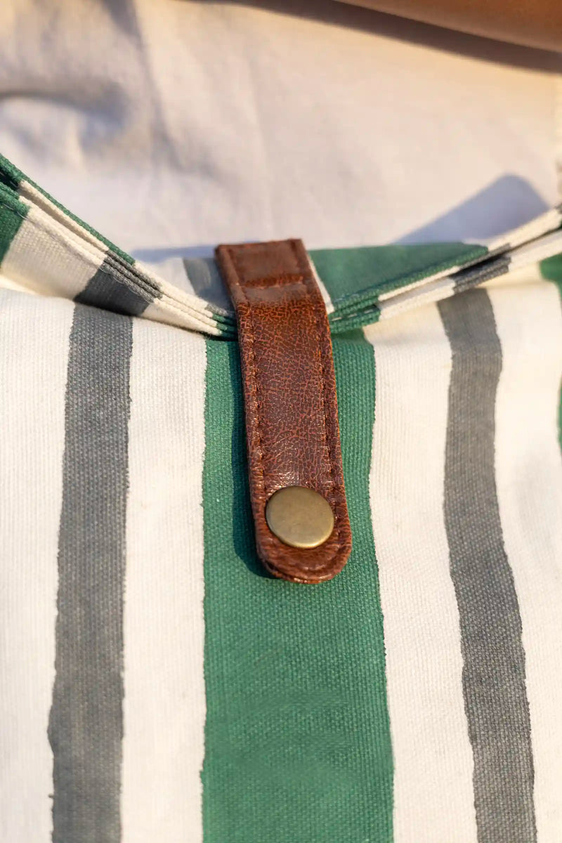 Hand Block Printed Green/Grey Arya Sling Bag