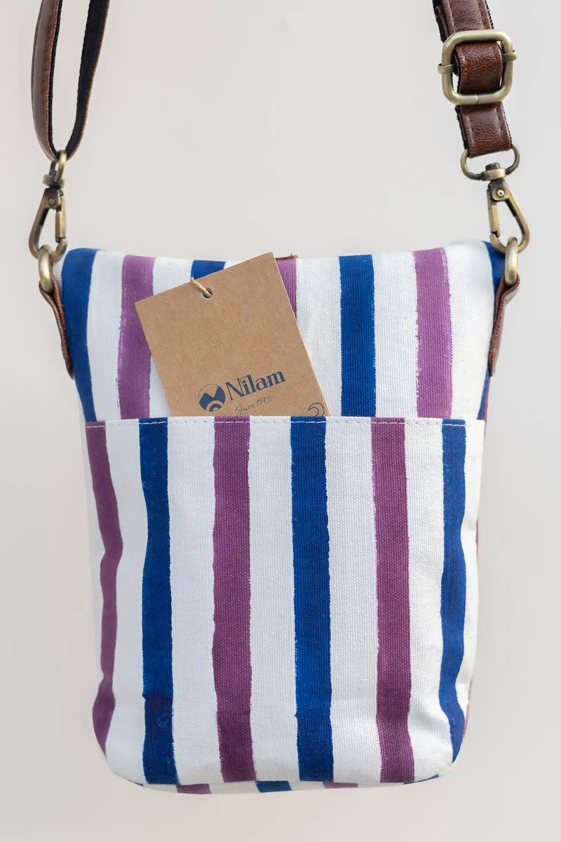 Hand Block Printed Purple/Blue Arya Sling Bag