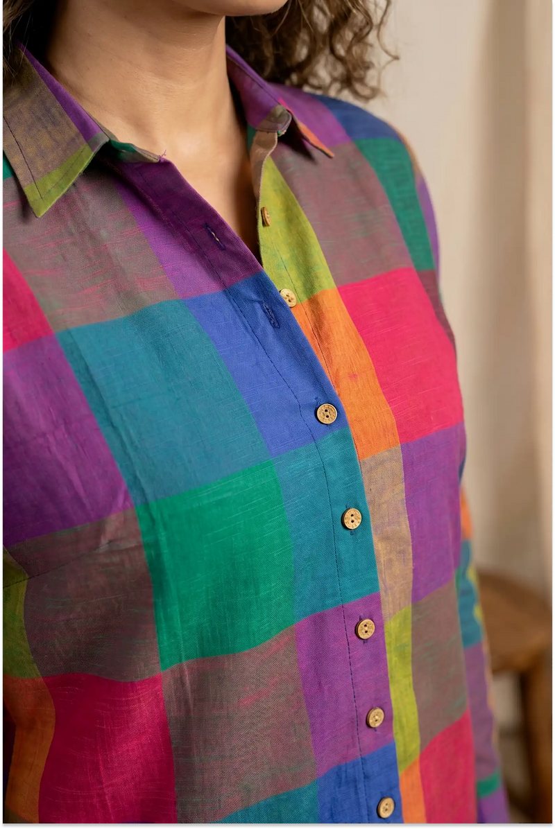 Woven Madras Checks Boxy Shirt