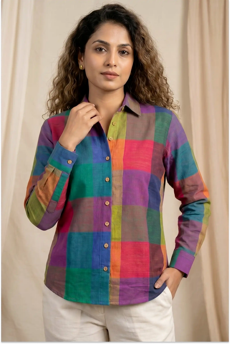 Woven Madras Checks Boxy Shirt