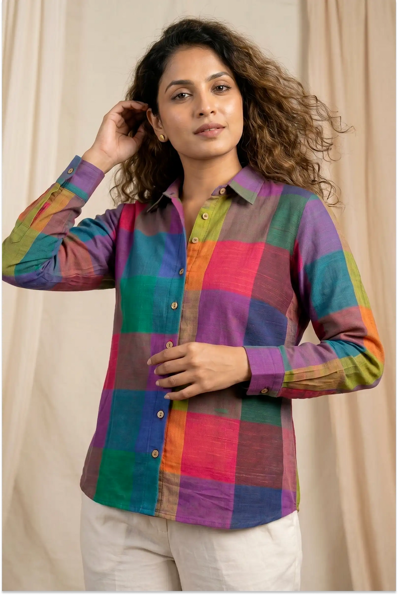 Woven Madras Checks Boxy Shirt