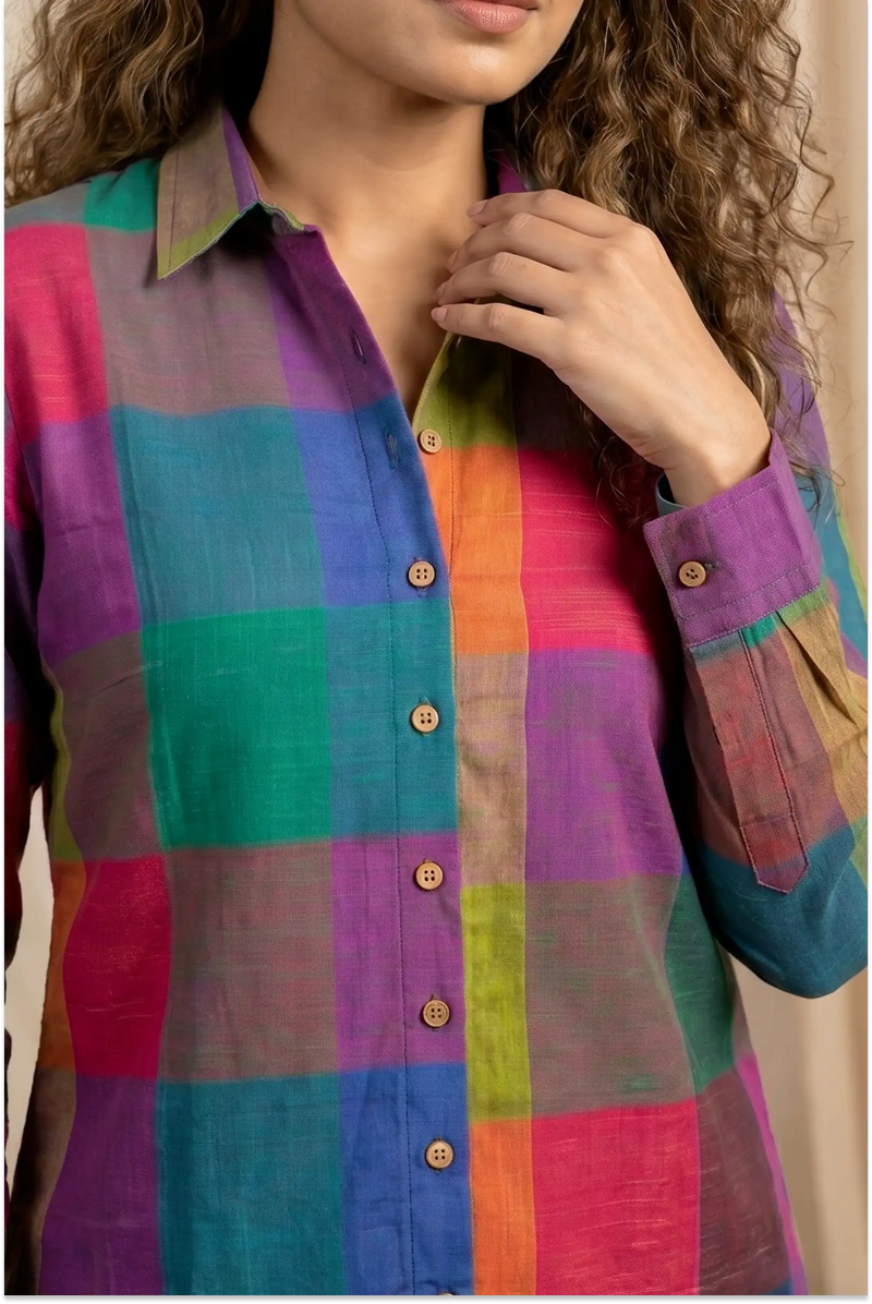 Woven Madras Checks Boxy Shirt