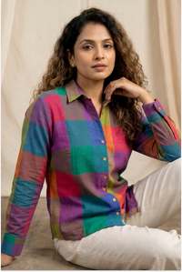 Woven Madras Checks Boxy Shirt