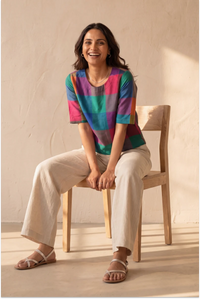 Madras Checks Woven Half Sleeve Top
