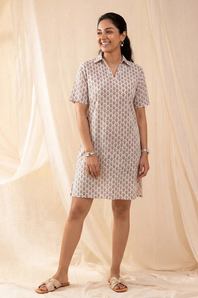 Mahira Hand Block Printed Pink Palash Dress