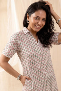 Mahira Hand Block Printed Pink Palash Dress