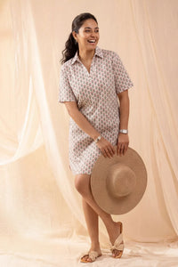 Mahira Hand Block Printed Pink Palash Dress