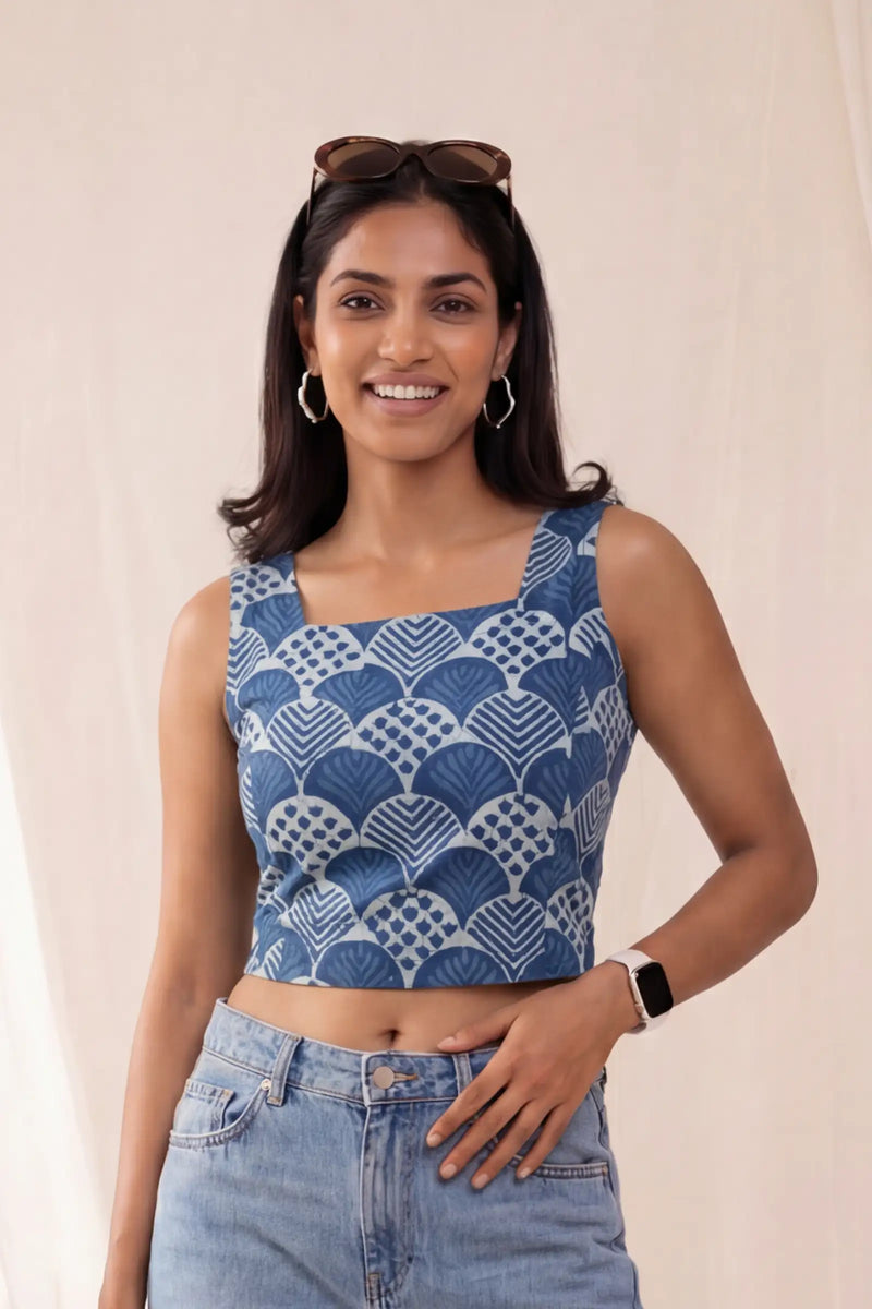 Mia Indigo Crop Top