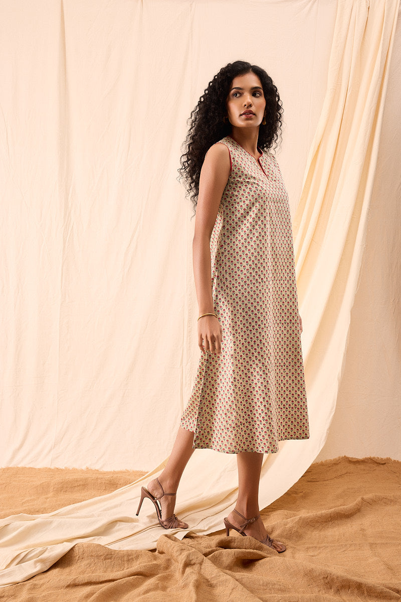 Maya Hand Block Printed A-Line Dress