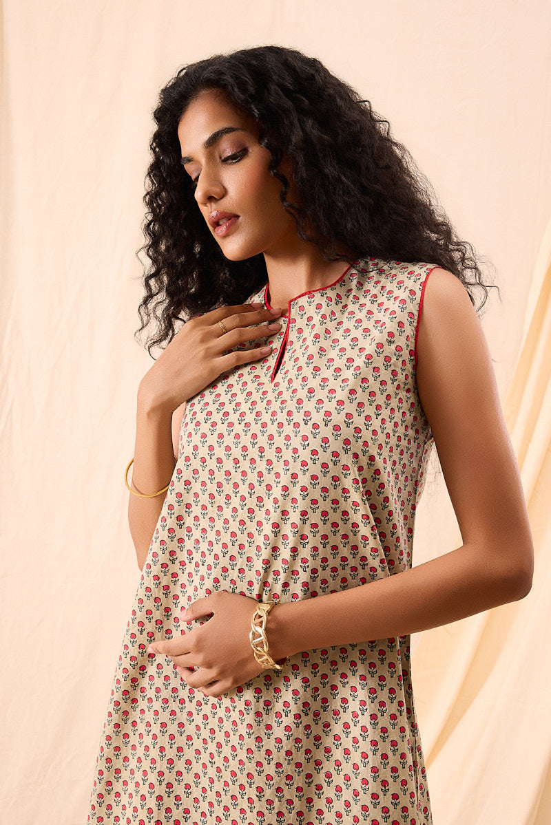 Maya Hand Block Printed A-Line Dress