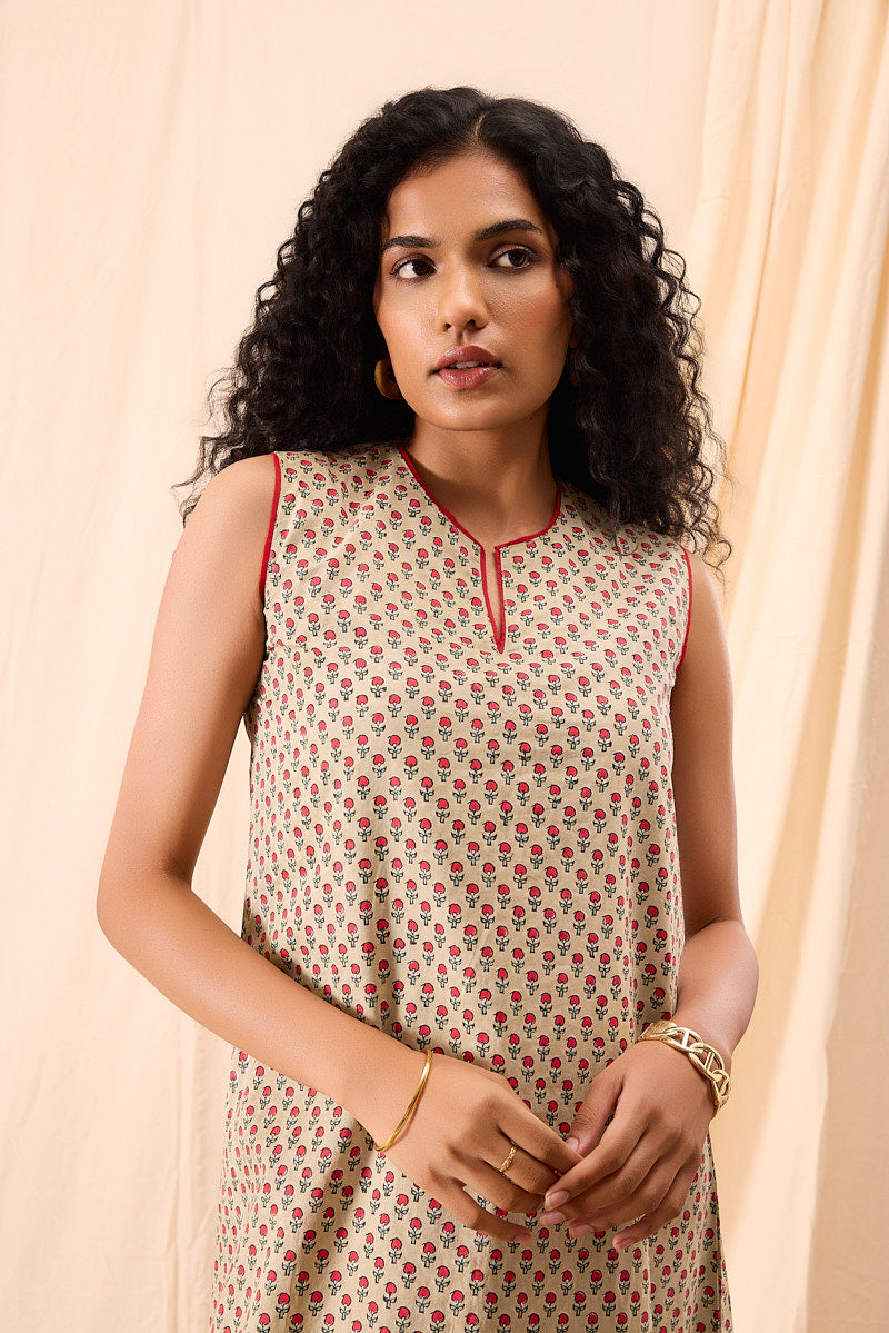 Maya Hand Block Printed A-Line Dress