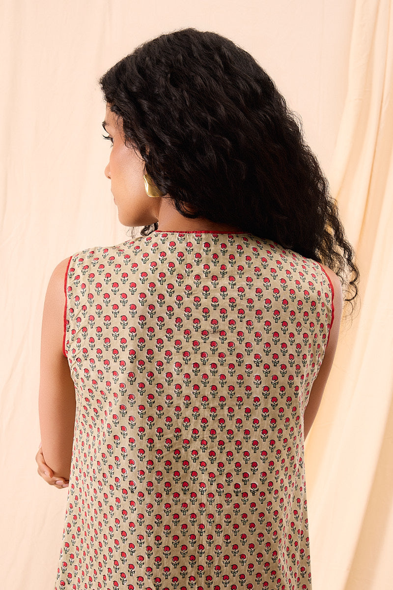 Maya Hand Block Printed A-Line Dress