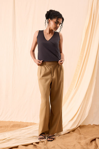 Nova Charcoal Hand Dyed Overlap Top