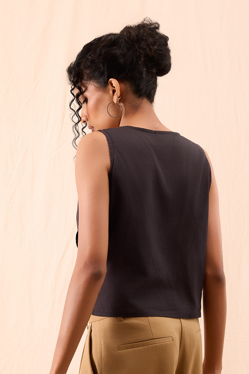 Nova Charcoal Hand Dyed Overlap Top