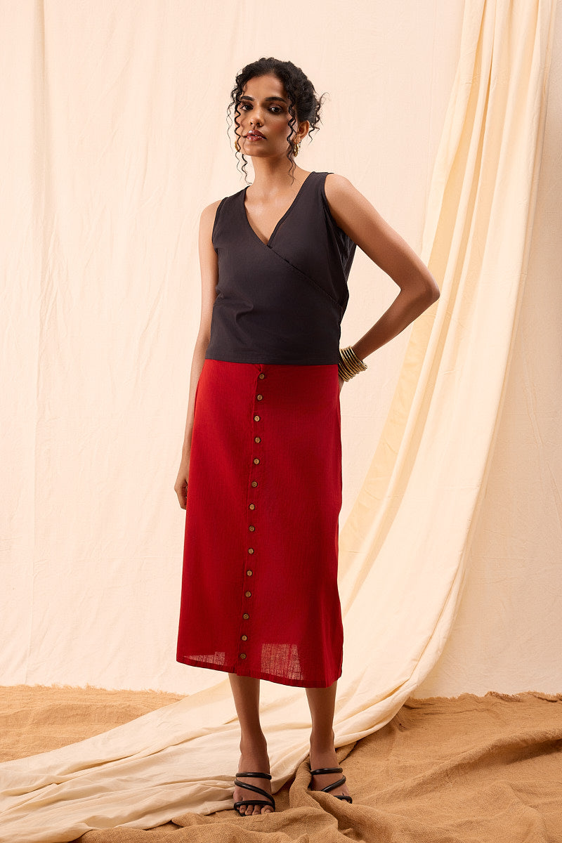 Nova Charcoal Hand Dyed Overlap Top