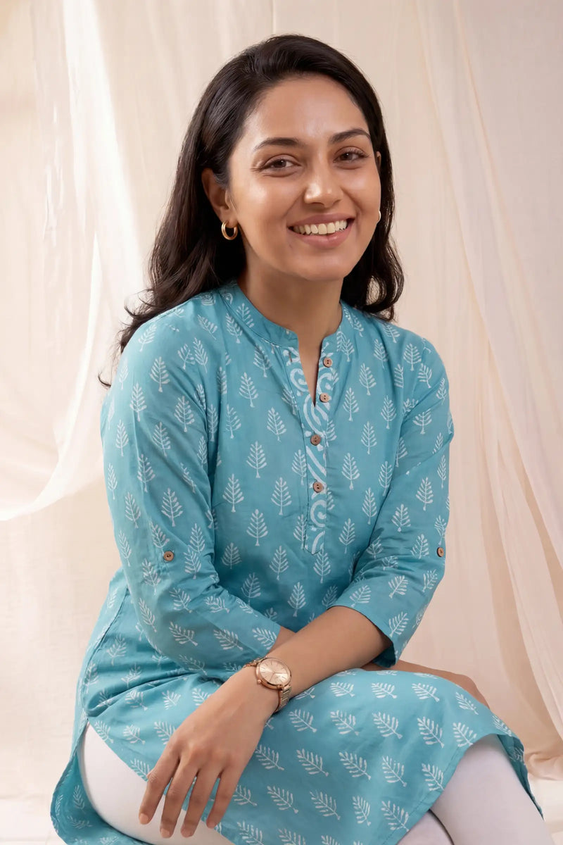Nitya Cotton Silk Teal Kurti