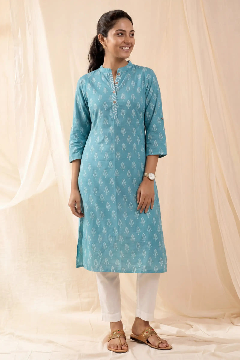 Nitya Cotton Silk Teal Kurti
