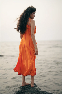 Shaam Hand Dyed Orange Scallop Dress