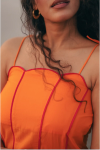 Shaam Hand Dyed Orange Scallop Dress