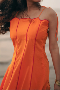 Shaam Hand Dyed Orange Scallop Dress