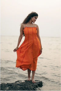 Shaam Hand Dyed Orange Scallop Dress