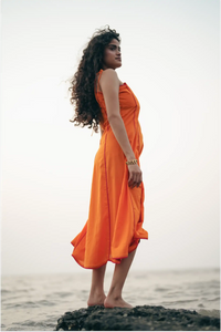 Shaam Hand Dyed Orange Scallop Dress