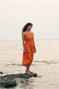 Shaam Hand Dyed Orange Scallop Dress
