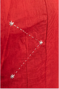 Hand Embroidered Red Scalloped Dress