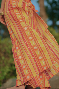 Shaam Hand Block-Printed Yellow Wrap Pant