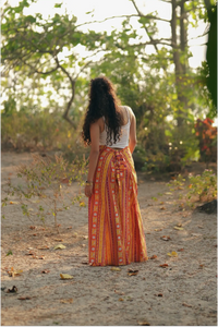 Shaam Hand Block-Printed Yellow Wrap Pant