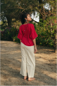 Shaam Hand Embroidered Red Kaftan Top