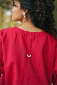 Shaam Hand Embroidered Red Kaftan Top