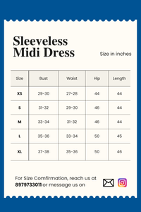 Teal Pink Hand Block Printed Midi Sleevless Dress