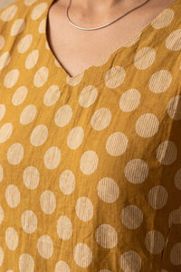 Polka Yellow Screen Print Fit & Flare Dress