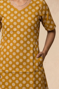 Polka Yellow Screen Print Fit & Flare Dress