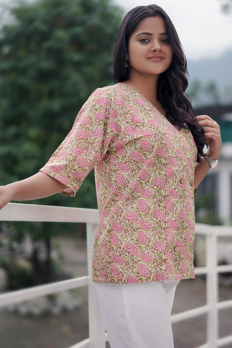 Floral casual wear – Pihu Garden Button Top for women
