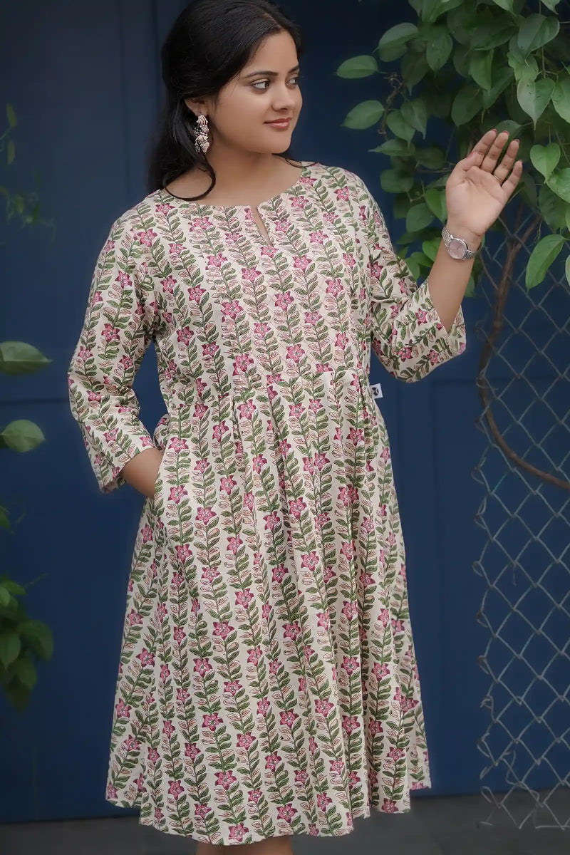 Premium cotton skater dress with periwinkle hue