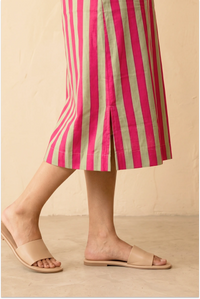 Handcrafted Pink Half Sleeve Midi Dress